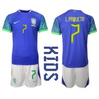 Brazil Lucas Paqueta #7 Replica Away Minikit World Cup 2022 Short Sleeve (+ pants)